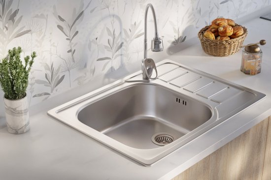 Мойка для кухни врезная с крылом ЕХ-180 65x50 см нержавеющая сталь цвет серебристый