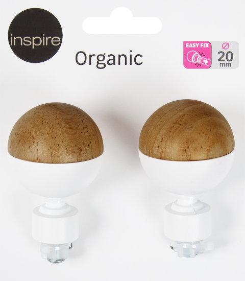 Наконечники Inspire «Шар деревянный», металл, 6 см, цвет белый, 2 шт.