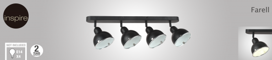 Спот поворотный Inspire Farell 4 лампы E14 3 м² цвет черный