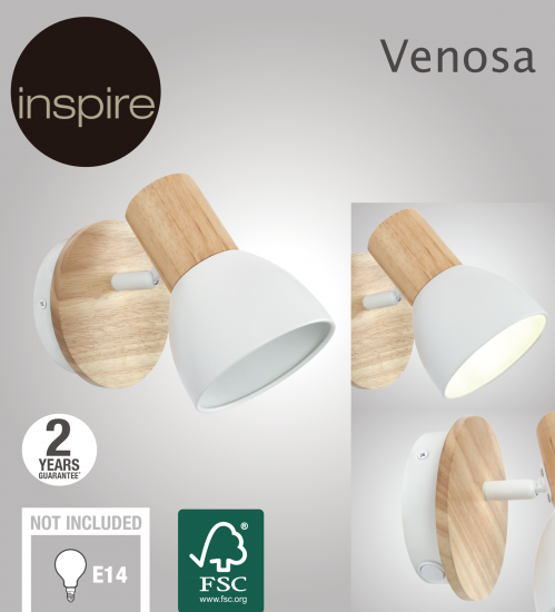 Спот поворотный Inspire Venosa 1 лампа E14 0.75 м² цвет белый