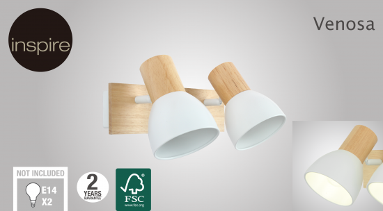 Спот поворотный Inspire Venosa 2 лампы E14 1.5 м² цвет белый