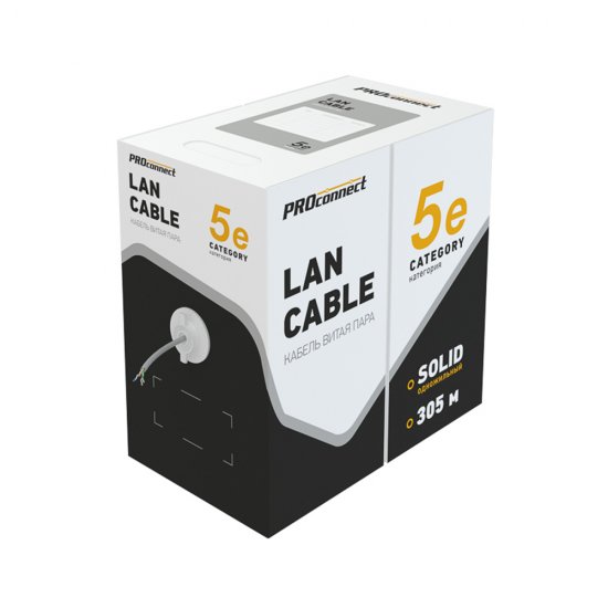 Интернет-кабель (витая пара) UTP 4PR CAT5e 4х2х0,5 мм Proconnect Light (305 м)