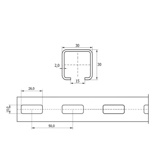 Профиль монтажный для труб Walraven BIS RapidRail 30х30х2х2000 мм (6505002R-D)