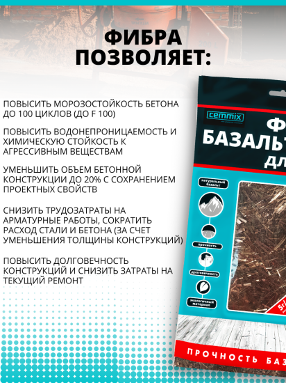 Фибра базальтовая CemFibra R 1 кг