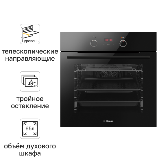 Электрический духовой шкаф Hansa BOES68433 59.5x57.5x59.5 см цвет чёрный