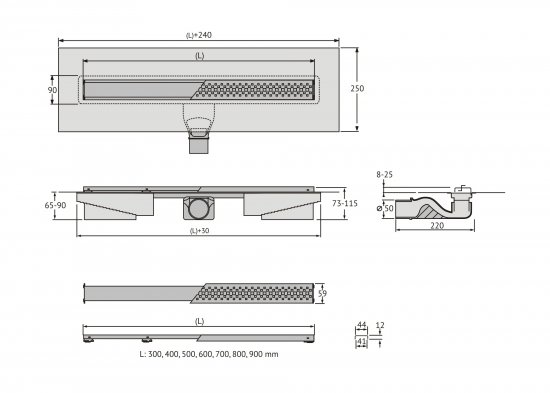 Трап для душа Berges Trend 800 мм комбинированный затвор