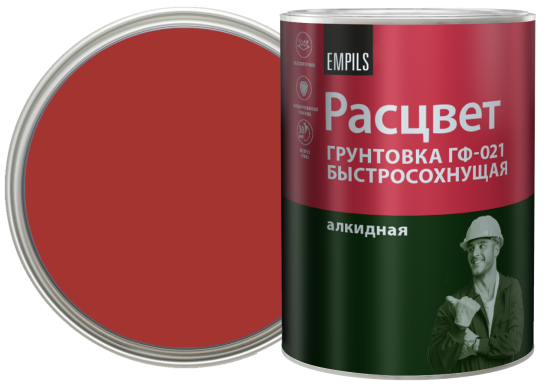 Грунтовка для сухих помещений Расцвет ГФ-021 1 кг цвет красно-коричневый
