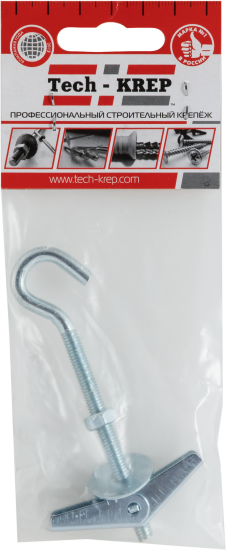 Анкер складной пружинный М6 с крюком 60x75 мм