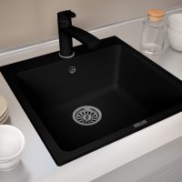 Мойка для кухни врезная Delinia 51x51 см глубина чаши 20 см кварц цвет антрацит