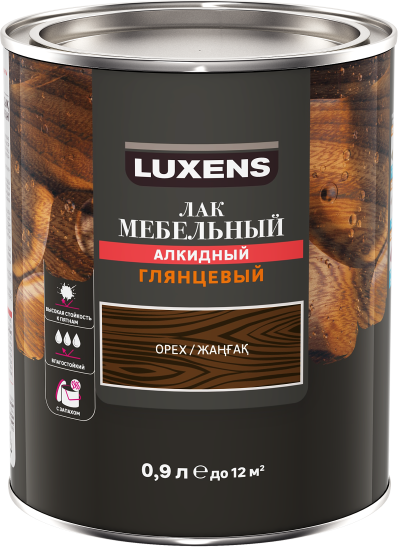 Лак для мебели Luxens алкидный цвет орех глянцевый 0.9 л