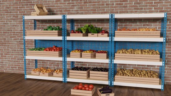 Стеллаж металлический 4 полки 180x122x63 см цвет серый/синий нагрузка на полку 350 кг