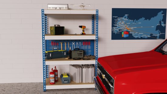 Стеллаж металлический 4 полки 180x122x63 см цвет серый/синий нагрузка на полку 350 кг