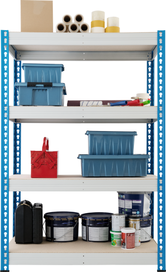 Стеллаж металлический 4 полки 180x122x63 см цвет серый/синий нагрузка на полку 350 кг