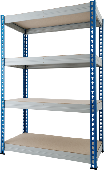 Стеллаж металлический 4 полки 180x122x63 см цвет серый/синий нагрузка на полку 350 кг