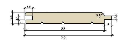 Вагонка штиль хвоя оптима 12.5x96x2000 мм 10 шт.