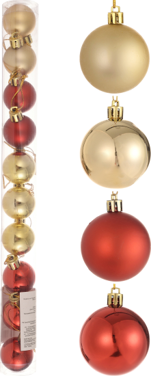 Набор ёлочных шаров 3 см цвет красный/золотой, 10 шт.