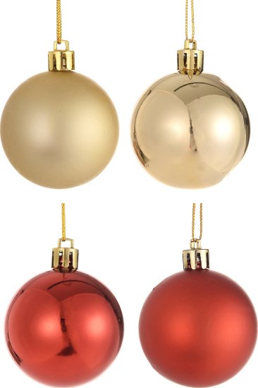 Набор ёлочных шаров 3 см цвет красный/золотой, 10 шт.