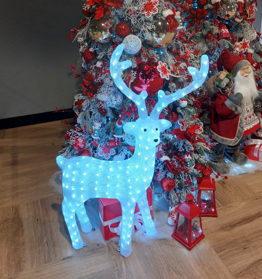 Светящаяся электрическая фигура «Олень» для улицы 200 ламп, 100 см, цвет холодный белый