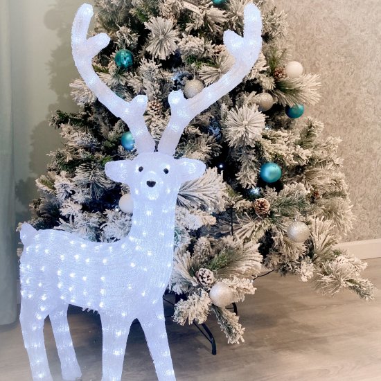 Светящаяся электрическая фигура «Олень» для улицы 200 ламп, 100 см, цвет холодный белый