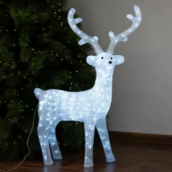 Светящаяся электрическая фигура «Олень» для улицы 200 ламп, 100 см, цвет холодный белый