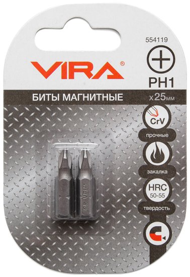 Бита магнитная Vira 554119 PH1x25 мм, 2 шт.
