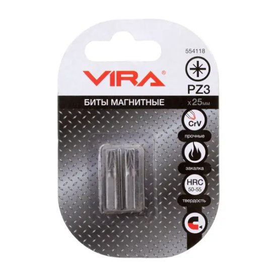 Бита магнитная Vira 554118 PZ3x25 мм, 2 шт.