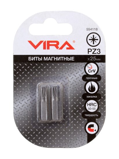 Бита магнитная Vira 554118 PZ3x25 мм, 2 шт.