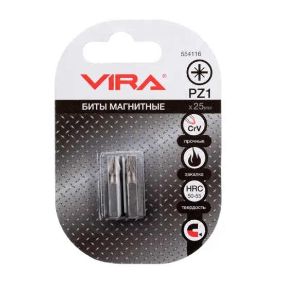 Бита магнитная Vira 554116 PZ1x25 мм, 2 шт.
