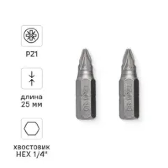 Бита магнитная Vira 554116 PZ1x25 мм, 2 шт.