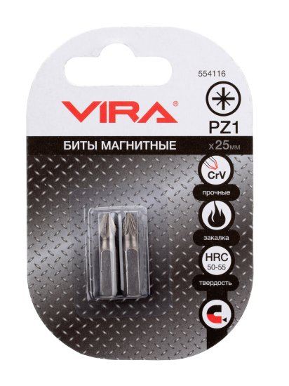 Бита магнитная Vira 554116 PZ1x25 мм, 2 шт.