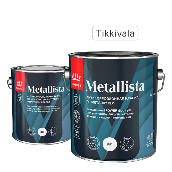 Грунт-эмаль по ржавчине 3 в 1 Tikkivala Metallista гладкая база С прозрачная 2.3 л