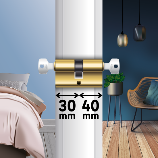 Цилиндр Standers TTAL1-3040GD, 30x40 мм, ключ/ключ, цвет латунь