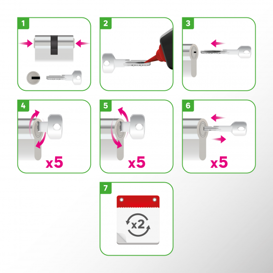 Цилиндр Standers TTAL1-4040NBCR, 40x40 мм, ключ/вертушка, цвет хром