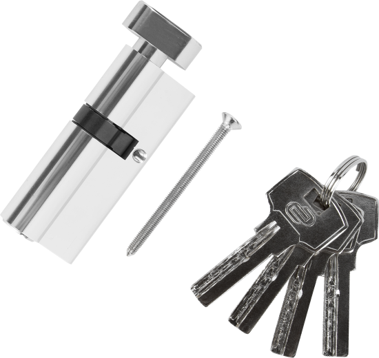 Цилиндр Standers TTAL1-3040NBCR, 30x40 мм, ключ/вертушка, цвет хром