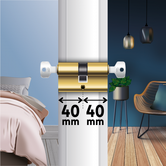 Цилиндр Standers TTAL1-4040GD, 40x40 мм, ключ/ключ, цвет латунь