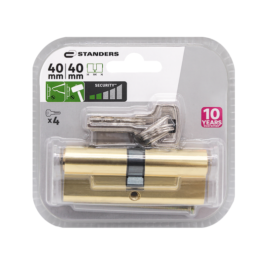 Цилиндр Standers TTAL1-4040GD, 40x40 мм, ключ/ключ, цвет латунь