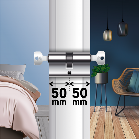 Цилиндр Standers TTAL1-5050CR, 50x50 мм, ключ/ключ, цвет хром