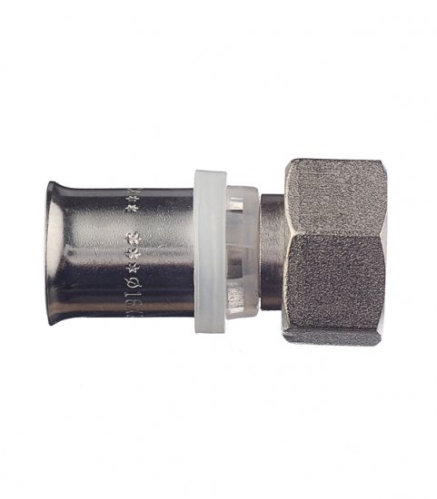 Соединитель прямой Valtec (VTm.222.N.001604) с накидной гайкой 16(пресс) х 1/2 ВР(г)