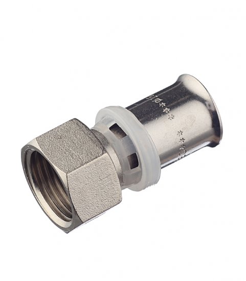 Соединитель прямой Valtec (VTm.222.N.001604) с накидной гайкой 16(пресс) х 1/2 ВР(г)