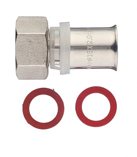 Соединитель прямой Valtec (VTm.222.N.001604) с накидной гайкой 16(пресс) х 1/2 ВР(г)