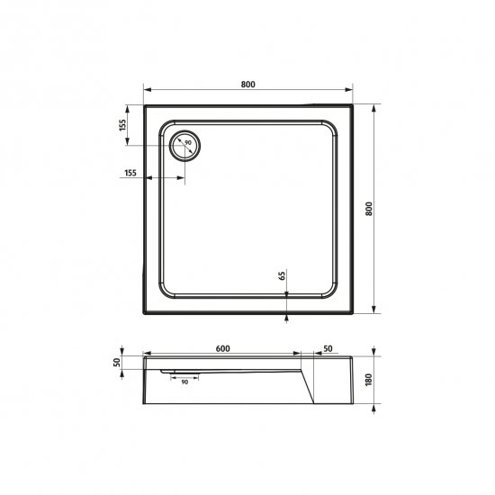 Душевой поддон Sensea Basic акрил 80x80 см