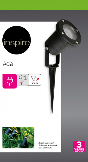 Спот садово-парковый Inspire Ada под лампу GU10 28 Вт IP65 цвет черный