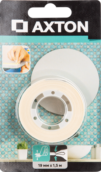 Лента клейкая двусторонняя для зеркал Axton 19 мм х 1.5 м цвет белый