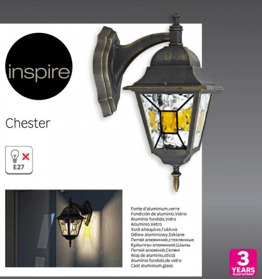 Светильник уличный настенный Inspire Chester 25 Вт IP44 бра четырехгранный