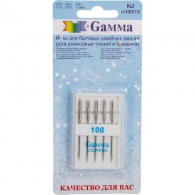 Иглы для бытовых швейных машин для джинсы Gamma NJ №100/16