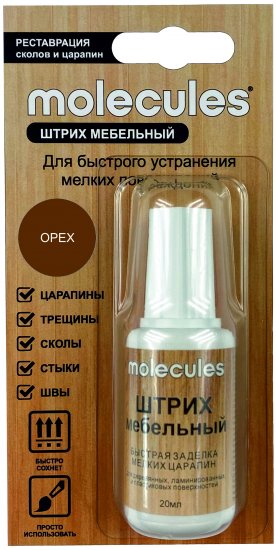 Штрих для реставрации сколов Molecules цвет орех 20 мл