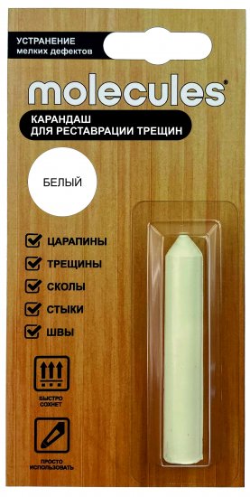Карандаш для реставрации трещин Molecules цвет белый 5.5 г