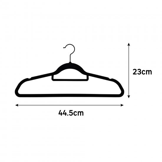 Плечики Spaceo 45 см пластик с флоковым покрытием цвет чёрный 4 шт