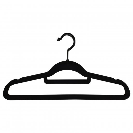 Плечики Spaceo 45 см пластик с флоковым покрытием цвет чёрный 4 шт