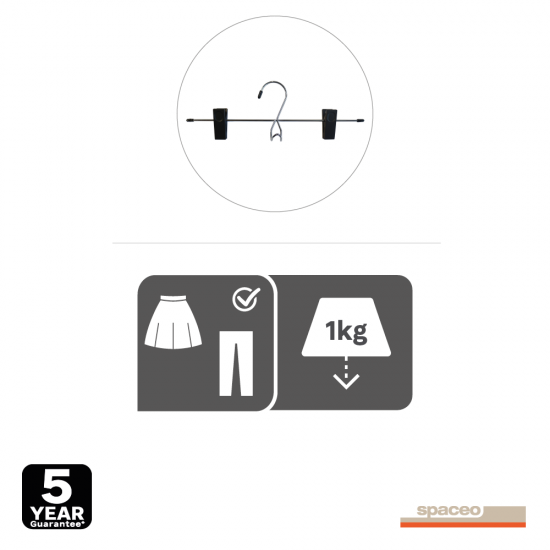 Вешалка-зажим Spaceo 32 см металл цвет чёрный 2 шт